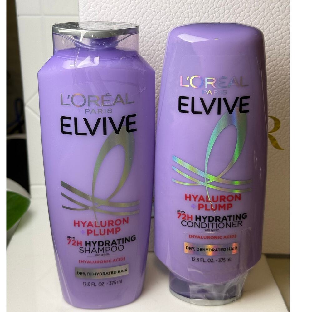 L'Oréal Paris Elvive Hyaluron + Plump 72H Hydrating Shampoo & Conditioner-375mL